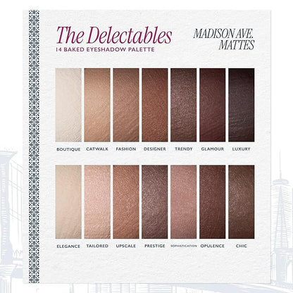 LAURA GELLER NEW YORK The Delectables Madison Ave Mattes Eyeshadow Palette - Includes 14 Matte-Finish Baked Eyeshadows in Stunning Neutral Shades - Long-Lasting Creamy Eyeshadows for Everyday