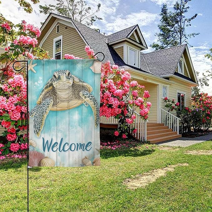 Sea Turtle Garden Flag 12x18 In Double Sided Yard Flags Lawn Sign Decor No Flagstand