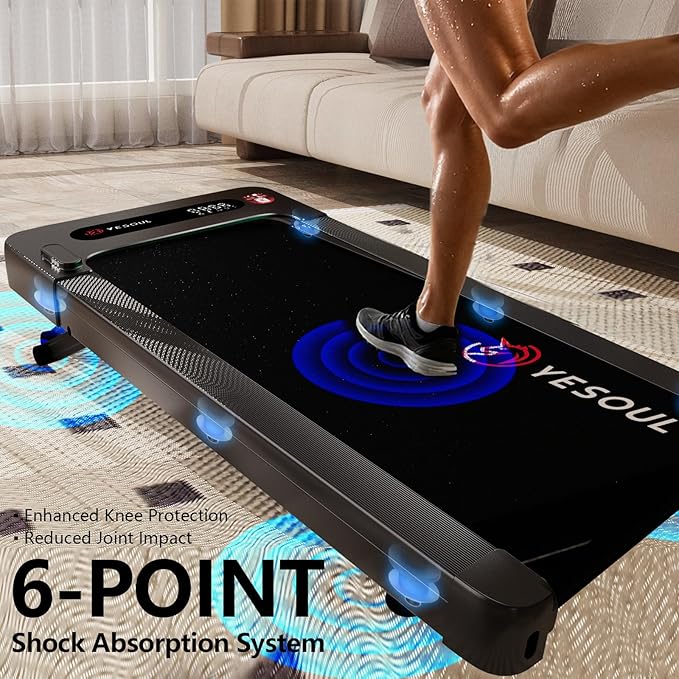 Yesoul Walking Pad Treadmill with 10% Auto Incline, Under Desk Treadmill for Home Walking, Hiking & Running, 300lbs Capacity, Smart App Scenic Routes & Live Classes, Remote & LED Display