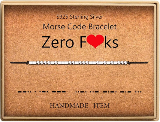 KGBNCIE Morse Code Bracelet for Women Sterling Silver Beads on Silk Cord Secret Message Fuck Friendship Inspirational Encouragement Bracelet Gift for Her