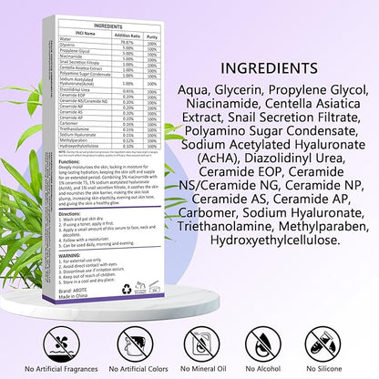ABOTE 5% Niacinamide Serum for Face with 1% Ceramide Complex | 1% Snail Secretion Filtrate | 1% Hyaluronic Acid Deep Moisturizing Restore Skin Barrier & Skin Tone (3Pack-Each 0.507 fl.oz | 15ml)