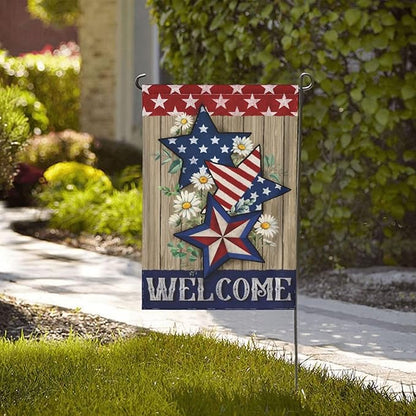 4th of July Garden Flag for Outside Patriotics American Stars Independence Day Welcome Yard Flag Decoration Banner Decor Yard Flag Gifts