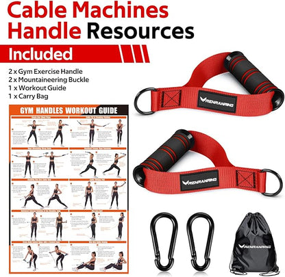RENRANRING Gym Exercise Handles, Replacement Handle Attachments for Cable Machine Pulleys, Resistance Band and Strength Trainer, Pull Down Workout Accessories, Home Gym Add On Equipment