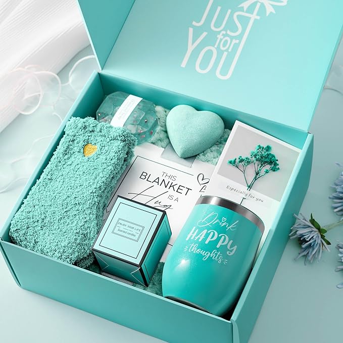 Birthday Gifts for Women, Get Well Soon Gifts Self Care Gifts, Gardenia Spa Gift Basket Care Package with Blanket, Christmas Valentines Mothers Day Gifts for Mom Wife Girlfriend Best Friend Her