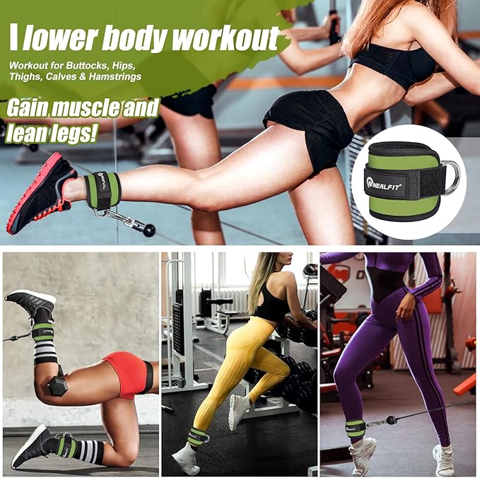 Ankle Strap for Cable Machine, Gym Ankle Cuff for Kickbacks, Leg Extensions, Glute Workouts, Booty Hip Abductors Exercise for Women and Men