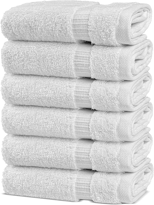Chakir Turkish Linens 100% Cotton Premium Turkish Towels for Bathroom | 13'' x 13'' (6-Piece Washcloth, White)