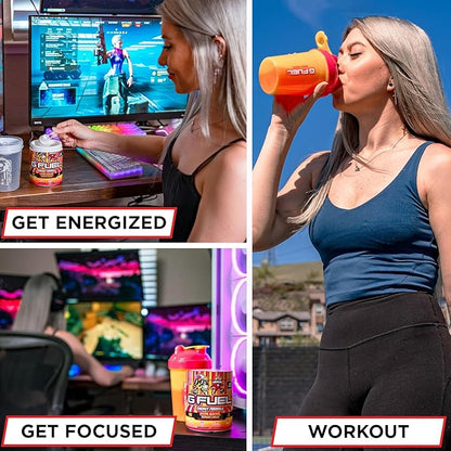 G Fuel Strawberry Girlfriend Energy Drink Powder, Pre Workout Caffeine Mix for Gaming, Sugar Free Focus Amino + Antioxidants, 9.9oz (Strawberry Guava, Coconut, 40 Servings)