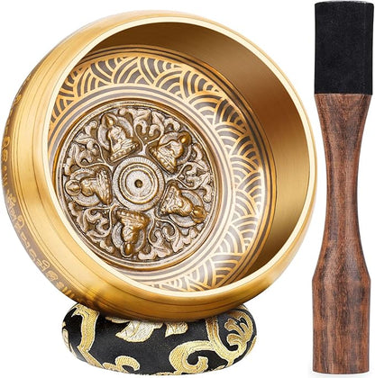 Tibetan Singing Bowls, Authentic Meditation Sound Bowls Handcrafted in Nepal for Yoga, Chakra Healing, Mindfulness, Self Care Spiritual Gifts for Women