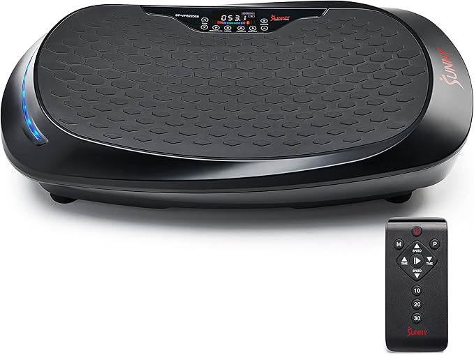 Sunny Health & Fitness Fitboard Vibration Platform Exercise Machine with Multiple Speed Settings and Vibration Modes for Multipurpose Workouts