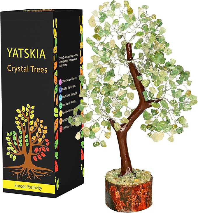 YATSKIA Green Jade Stone - Artificial Trees, Bonzai Tree, Green Jade, Healing Stone, Crystals Tree, Crystal Tree of Life, Crystal Items for Gift