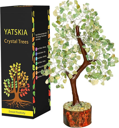 YATSKIA Green Jade Stone - Artificial Trees, Bonzai Tree, Green Jade, Healing Stone, Crystals Tree, Crystal Tree of Life, Crystal Items for Gift