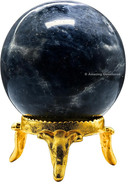 Amazing Gemstone Iolite Crystal Ball with Stand - 2 Inches Crystal Sphere Meditation Balls for Witchcraft and Decorative Balls