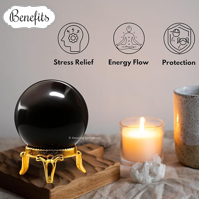 Amazing Gemstone Garnet Crystal Ball with Stand - 2 Inches Crystal Sphere Meditation Balls for Witchcraft and Decorative Balls