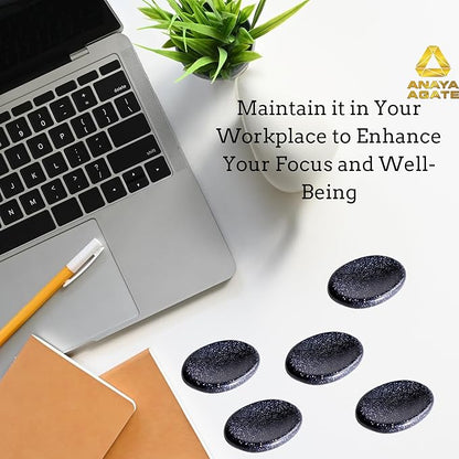 Blue Goldstone Worry Stones – Crystal Thumb Worry Stone for Anxiety, Stress – Relaxing and Soothing Balance Stones for Meditation, Stress Relief – Healing Stones and Crystals for Men and Women