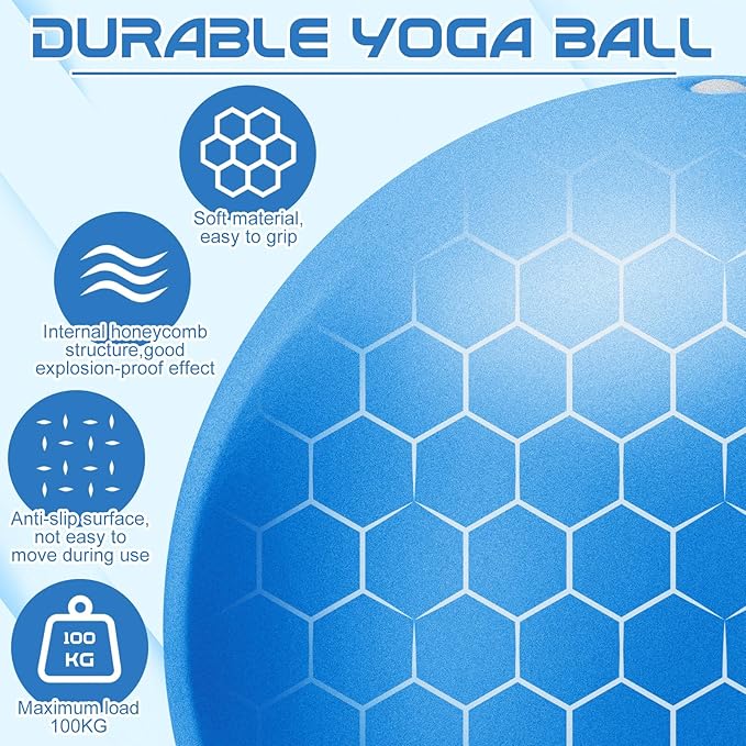 Pilates Ball, 9 Inch Small Exercise Mini Soft Workout Yoga Ball with Exercise Guide, for Home Gym Yoga, Pilates, Core Training, Workout, Balance, Stability
