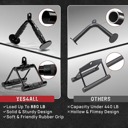 Yes4All Tricep Press Down Cable Machine Attachment Set, LAT Pulldown Attachment, Cable Machine Accessories for Home Gym