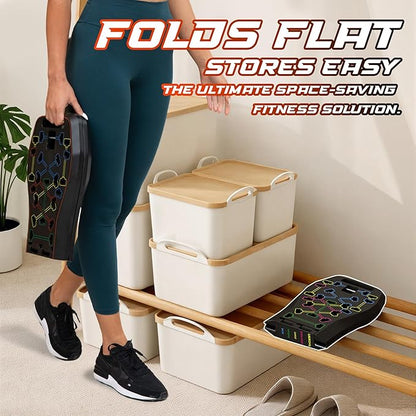 LALAHIGH Push Up Board,36 in 1 Home Gym Equipment with Ab Roller Wheel & Resistance Bands, Portable Foldable Workout Board for Full Body Strength Training Men Women