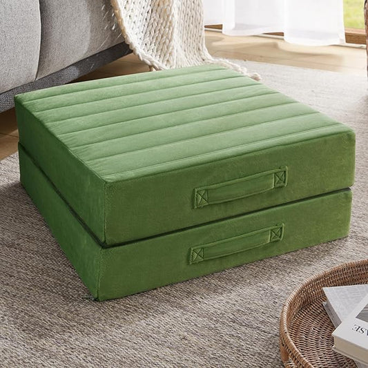 Codi Thick Replacement Couch Cushions 2 Sets, Upholstery Foam with Washable Covers for Sofa Cushion Chair Meditation - 24 × 24 × 5 Inch, High Density Foam, Green