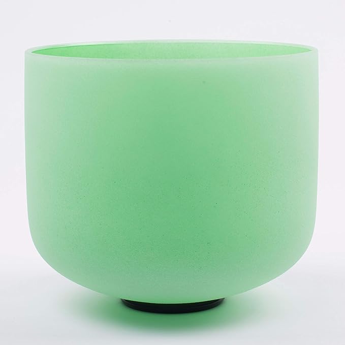 Leize Quartz Crystal Singing Bowl F Note 432 hz Heart Chakra Green 10" with Heavy Duty Carrying Case Suede Striker