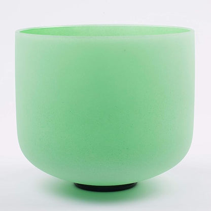 Leize Quartz Crystal Singing Bowl F Note 432 hz Heart Chakra Green 10" with Heavy Duty Carrying Case Suede Striker