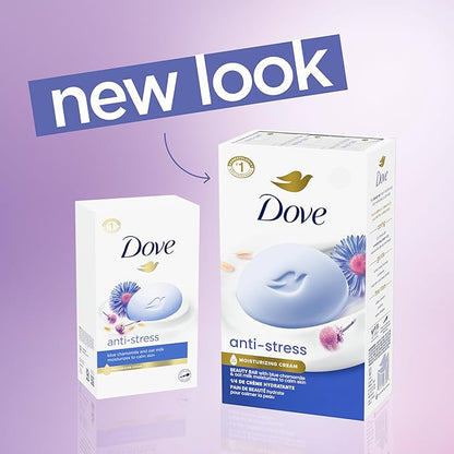 "Dove Anti-Stress Blue Chamomile And Oat Milk Moisturizes to Calm Skin Soap 106g Pack Of 6