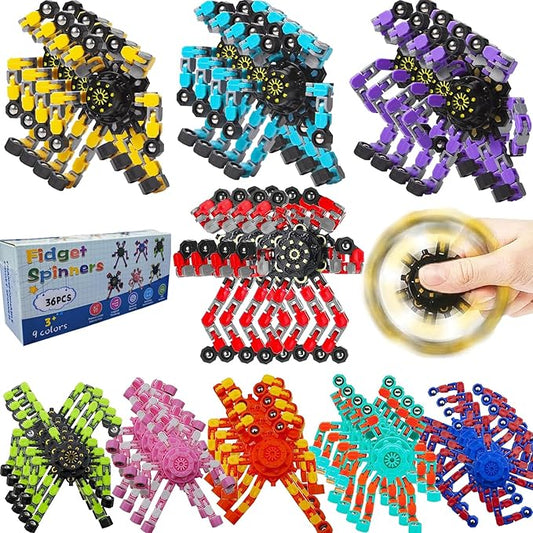Transformable Fidget Spinners 36-Pack – Sensory Toys for Kids & Adults with ADHD, Autism, Anxiety Relief
