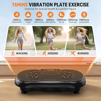 Vibration Plate Exercise Machine 2025 Upgraded Fitness Vibrating Lymphatic Drainage for Weight Loss 330Lbs, 999 Adjustable Speeds, Full-Body Shaker Workout Platform for Women Men, Sport Home Gym