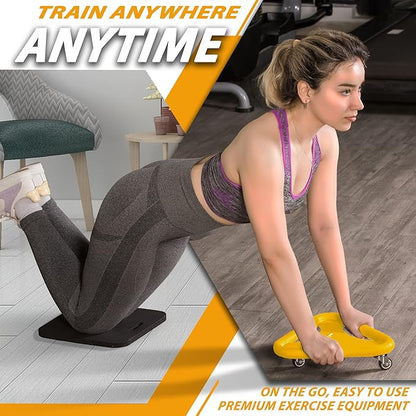 BODY RHYTHM Abdominal & Core Coaster Strength Workout Trainer, Ab Wheel Roller Exercise Machine with Knee Mat for Home Gym Workout Fitness.