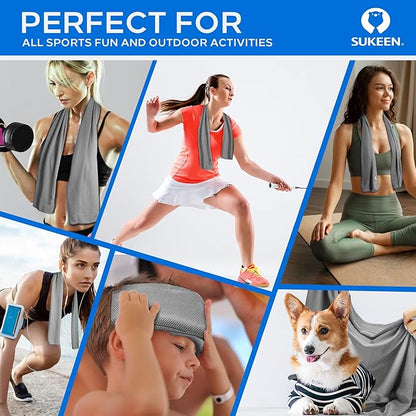 Sukeen [4 Pack Cooling Towel (40"x12"),Ice Towel,Soft Breathable Chilly Towel for Yoga,Sport,Running,Gym,Workout,Camping,Fitness,Workout & More Activities