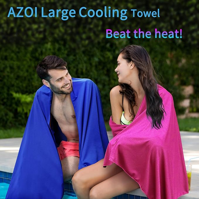 Cooling Oversized Towel Microfiber Thin Towel for Beach/Neck/Face Cool Down 80"x40"Sun Protection Ice Large Navy Blue Swimming Quick Dry Absorbent for Travel/Family/Pool/Outdoor/Yoga/ Gym/Working out