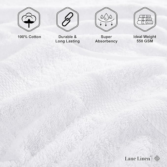 LANE LINEN 100% Cotton 4 Pack Bath Sheets (35"x66") - Ring Spun Cotton - Extra Large Bath Towels Set - Quick Drying, Soft & Absorbent Oversized Bathroom Towel Sets - Hotel Quality - White Towels