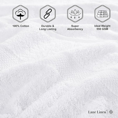 LANE LINEN 100% Cotton 4 Pack Bath Sheets (35"x66") - Ring Spun Cotton - Extra Large Bath Towels Set - Quick Drying, Soft & Absorbent Oversized Bathroom Towel Sets - Hotel Quality - White Towels