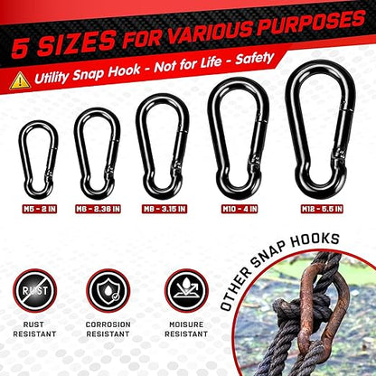 8Pcs 2.36In Spring Snap Hooks, Carabiner Clip, Heavy Duty Rope Connector, Quick Link Carabiners Spring Snap Hooks for Indoor and Outdoor Activity, Camping, Climbing, Fishing, Hiking