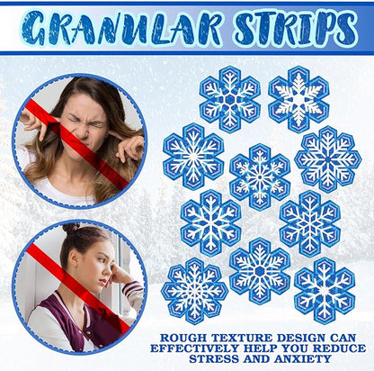 Crtiin 50 Pieces Anxiety Sensory Stickers for Anxiety Relief Items Mental Health Stickers Fidget Textured Strips for Office Classroom Desk Relieve Adult Stress(Snowflake)