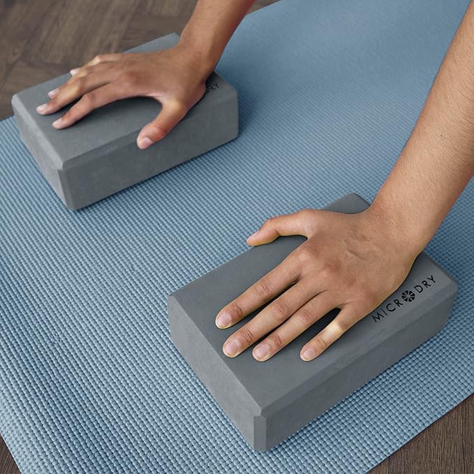 MICRODRY - Stretching & Exercise Foam Blocks, Yoga, Pilates Equipment for Home Workouts, Fitness Accessories for Home & Gym, Slip-Resistant, EVA Foam Block, 9 x 4 x 6 inches