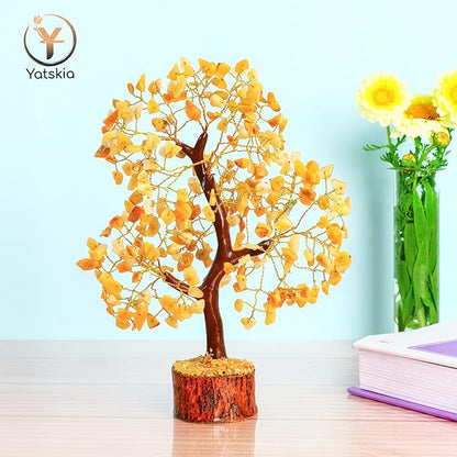 Yellow Tree - Yellow Healing Crystal, Gemstone Tree, Chakra Gifts, Crystal Luck, Crystal Trees, Tree of Life Gemstone, Balancing Tree, Crystal Items for Gift, Tree of Life Décor | Energy Healing Stone