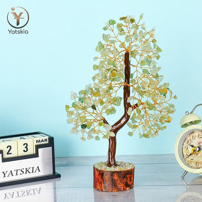 YATSKIA Green Jade Stone - Tree of Life, Bonsai Jade Tree, Crystal Tree, Artificial Trees, Green Jade Healing Money Tree, Crystal Money Tree, Chakra Gifts