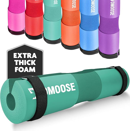 DMoose Fitness Barbell Pad for Hip Thrust, Squat & Lunges - Non-Slip Thick Foam Cushion for Neck and Back Support with Two Straps - Hip Thrust Pad for Leg Day - Fits All Olympic Bars and Smith Machine