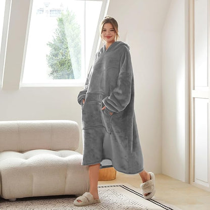 WDCOZY Wearable Blanket Hoodie Oversized Sherpa Fleece Hooded Sweatshirt with Adjustable Eye Mask Cozy For Adults Women Men