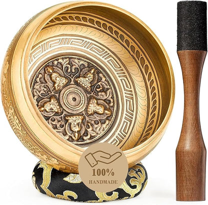 Tibetan Singing Bowls, Authentic Meditation Sound Bowls Handcrafted in Nepal for Yoga, Chakra Healing, Mindfulness, Self Care Spiritual Gifts for Women