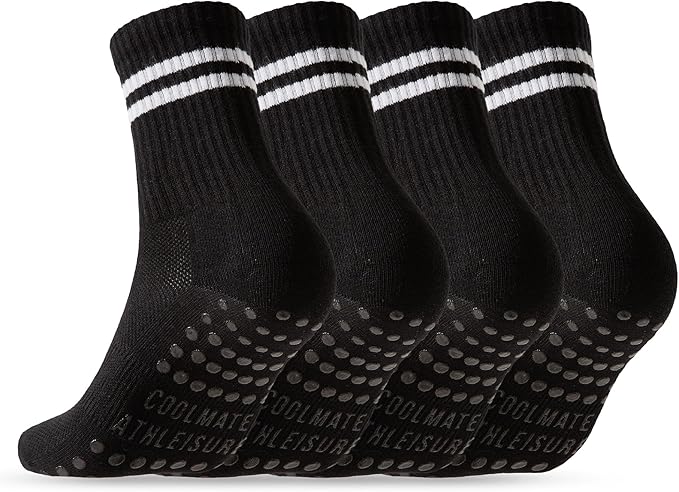 CoolMate Pilates Socks with Grips for Women, Yoga Socks, Crew Non Slip Women for Workout, Barre, Pilates Gifts