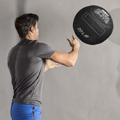 Champion Sports Rhino Promax Elite Slam Ball – Soft Shell, Non-Slip Grip, Multiple Weights Available, 14” Diameter, for Weightlifting, Plyometrics, Cross Training & Home Gym Fitness