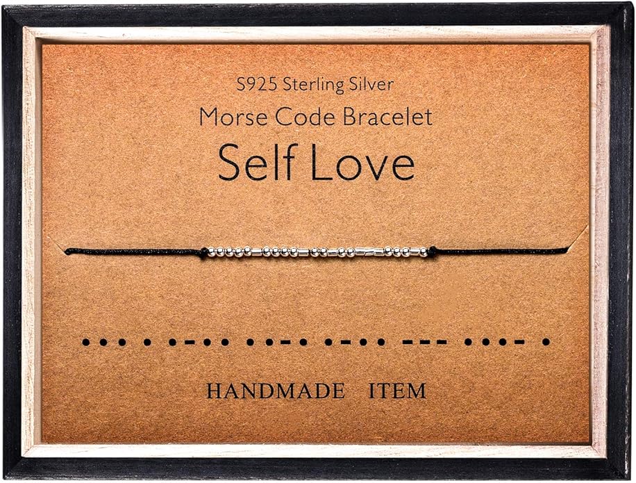 KGBNCIE Morse Code Bracelet for Women Sterling Silver Beads on Silk Cord Secret Message Fuck Friendship Inspirational Encouragement Bracelet Gift for Her