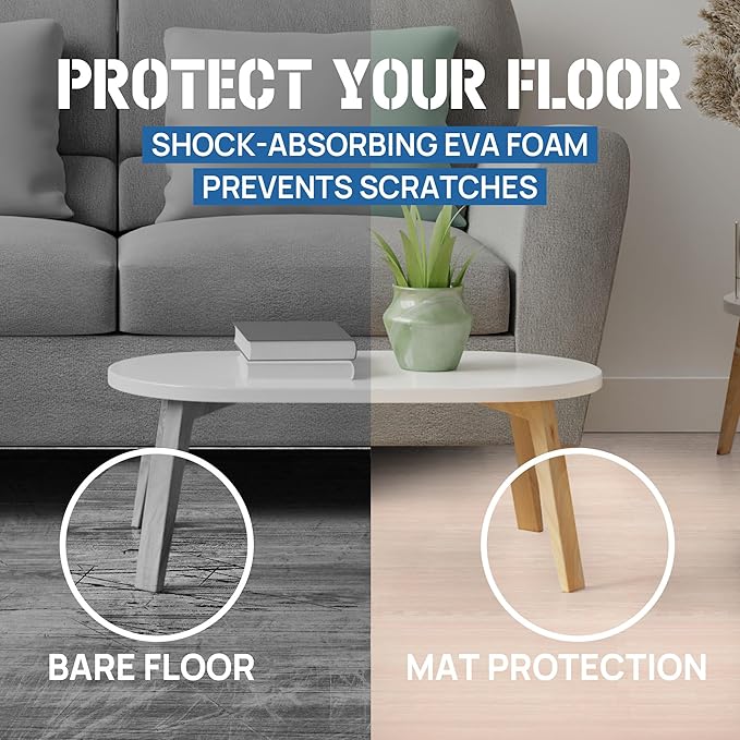 Yes4All 48SQ.FT Wood Grain Puzzle Exercise Mat Protective Flooring, EVA Interlocking Foam Floor Tiles with Border for Home