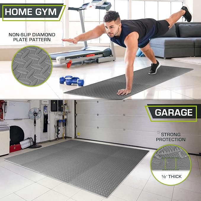 ProsourceFit Puzzle Exercise Mat ½ in, EVA Interlocking Foam Floor Tiles for Home Gym, Mat for Home Workout Equipment, Floor Padding for Kids