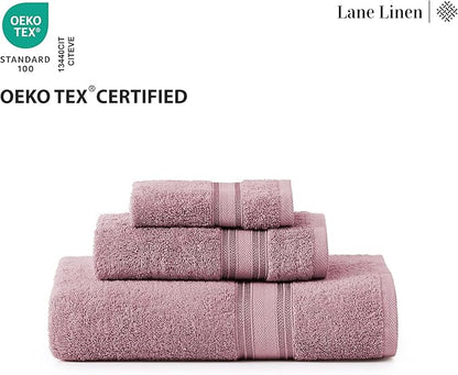 LANE LINEN Luxury Bath Towel Set - 6 Piece Set, 100% Cotton Bathroom Towels, Zero Twist, Quick Dry Shower Towels, Absorbent Towel, 2 Bath, 2 Hand, 2 Wash Cloths - Wishful Mauve