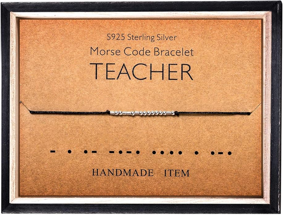 KGBNCIE Morse Code Bracelet for Women Sterling Silver Beads on Silk Cord Secret Message Fuck Friendship Inspirational Encouragement Bracelet Gift for Her