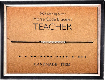 KGBNCIE Morse Code Bracelet for Women Sterling Silver Beads on Silk Cord Secret Message Fuck Friendship Inspirational Encouragement Bracelet Gift for Her