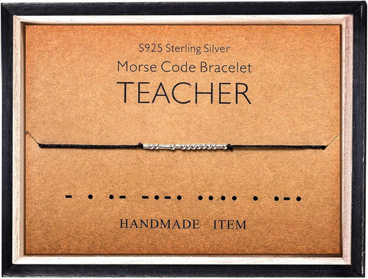 KGBNCIE Morse Code Bracelet for Women Sterling Silver Beads on Silk Cord Secret Message Fuck Friendship Inspirational Encouragement Bracelet Gift for Her