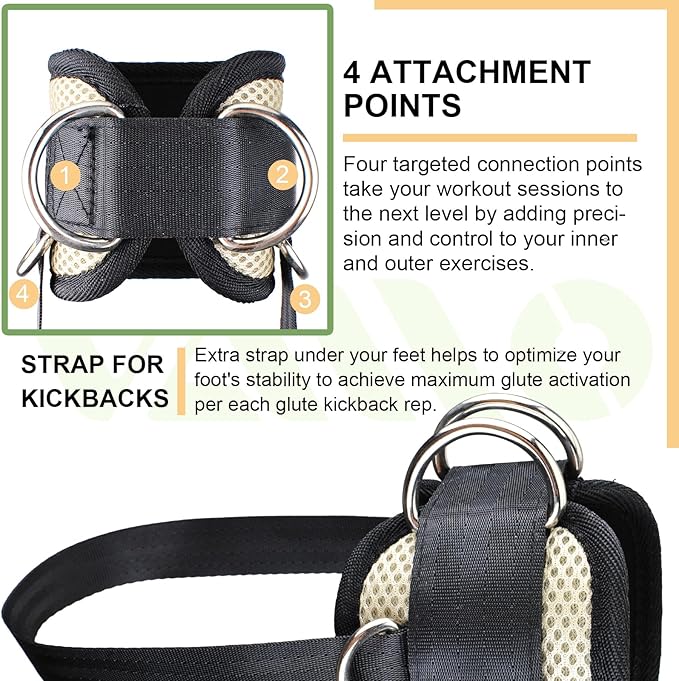 VAIIO Ankle Straps for Cable Machines,Adjustable Comfort fit Neoprene, Reinforce Double D-Ring - Premium Ankle Cuffs to Improve Abdominal Muscles, Lift The Butts, Tone The Legs for Men & Women